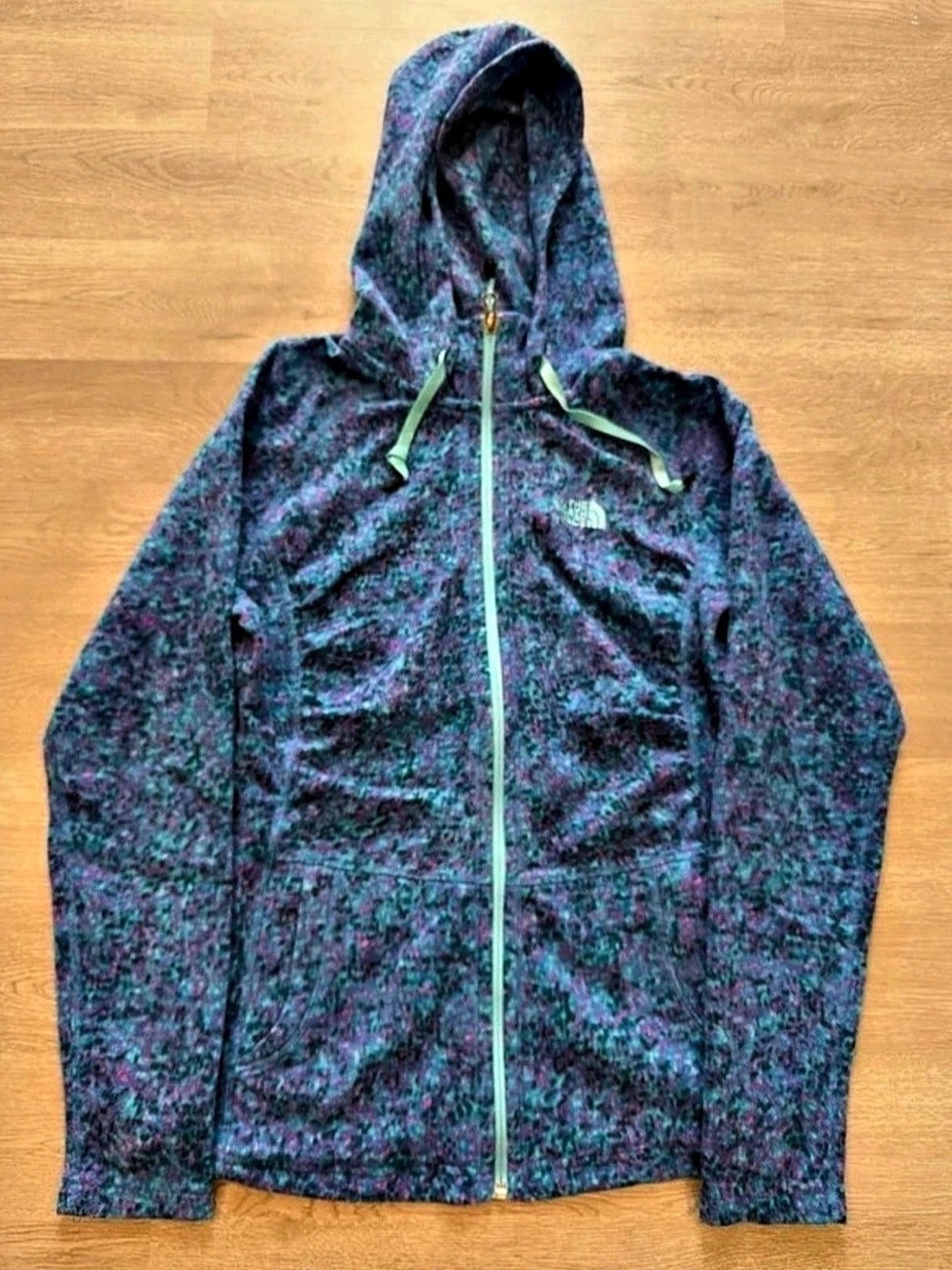 The North Face Women's Fleece Hooded Jacket Blue Pink Size Medium